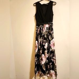 Candidate Long Floral Design V Neck dress.